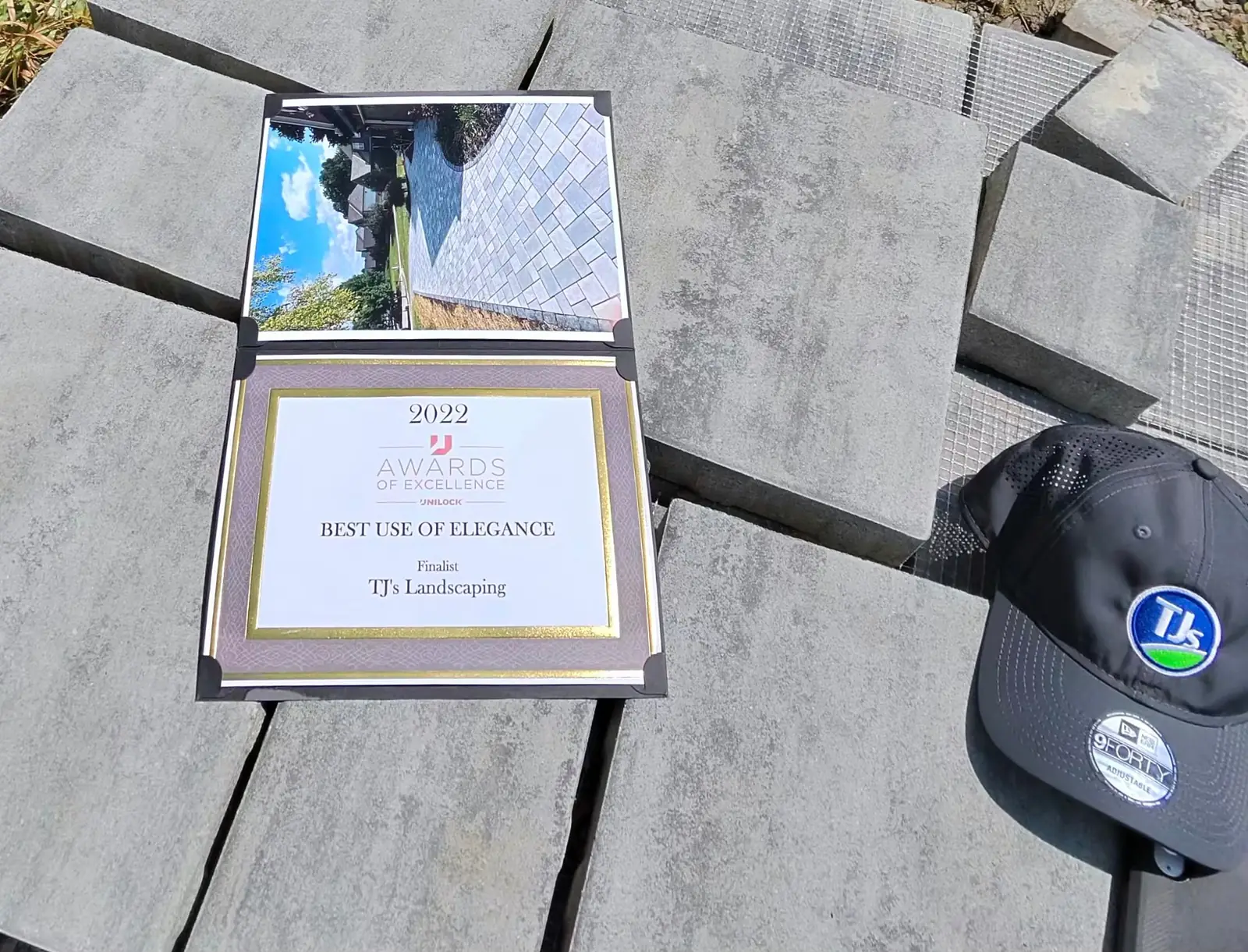 2022 Unilock Awards of Excellence Best Use of Elegance finalist recognition for TJs Landscaping